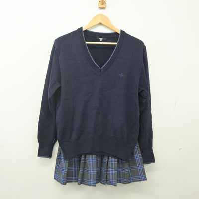 【中古】神奈川県 日本大学高等学校 女子制服 3点（ニット・ニット・スカート）sf024029