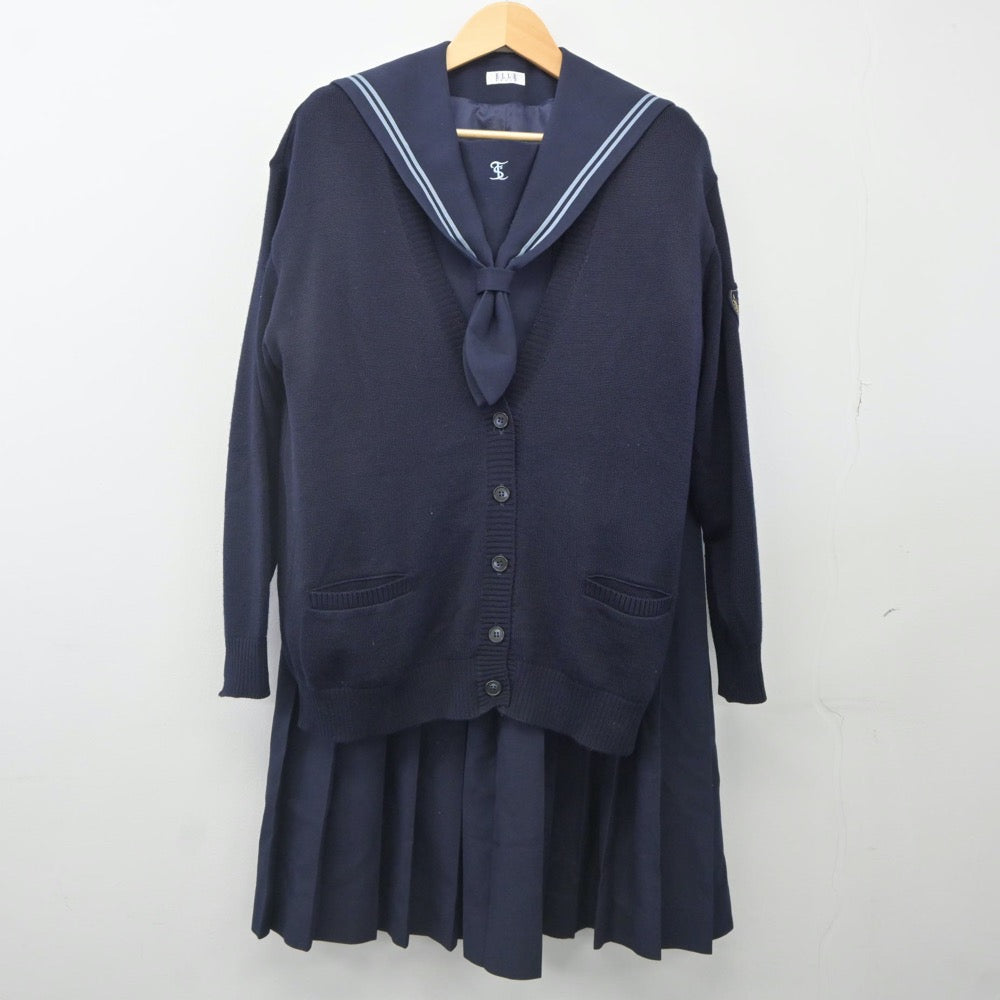 【中古】大分県 鶴崎高等学校 女子制服 3点（セーラー服・ニット・スカート）sf024073