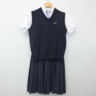 【中古】愛知県 愛知商業高等学校 女子制服 4点（シャツ・ニットベスト・スカート）sf024077