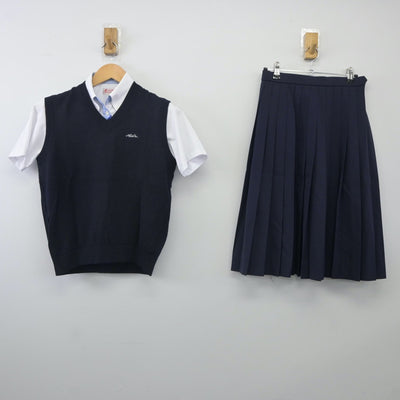 【中古】愛知県 愛知商業高等学校 女子制服 4点（シャツ・ニットベスト・スカート）sf024077