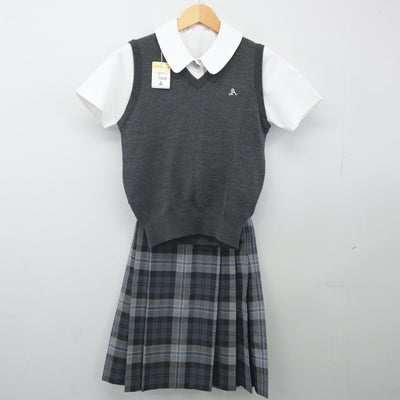 【中古】愛知県 愛知高等学校 女子制服 3点（シャツ・ニットベスト・スカート）sf024106