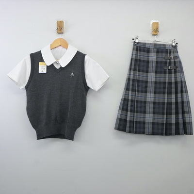 【中古】愛知県 愛知高等学校 女子制服 3点（シャツ・ニットベスト・スカート）sf024106