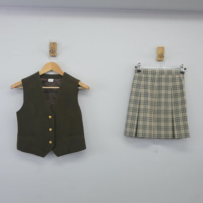 【中古】神奈川県 戸塚高等学校 女子制服 2点（ベスト・スカート）sf024133