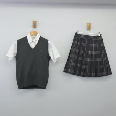 【中古】宮城県 富谷高等学校 女子制服 3点（ニットベスト・シャツ・スカート）sf024136