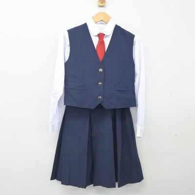 【中古】愛知県 豊野高等学校 女子制服 5点（ブレザー・ベスト・シャツ・スカート）sf024184