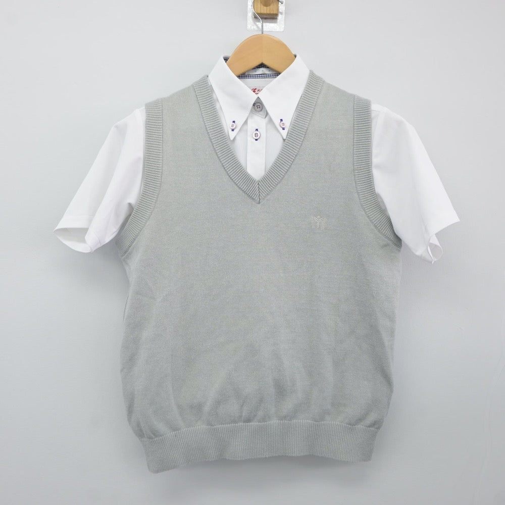 【中古】岐阜県 美濃加茂高等学校 女子制服 2点（ニットベスト・シャツ）sf024208