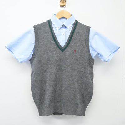 【中古】静岡県 三島学園知徳高等学校 女子制服 2点（ニットベスト・シャツ）sf024248