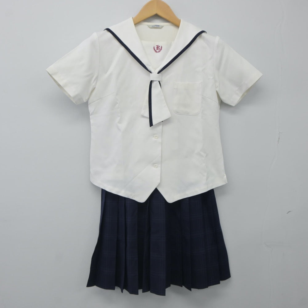 【中古】岡山県 勝山高等学校 女子制服 3点（セーラー服・スカート）sf024255