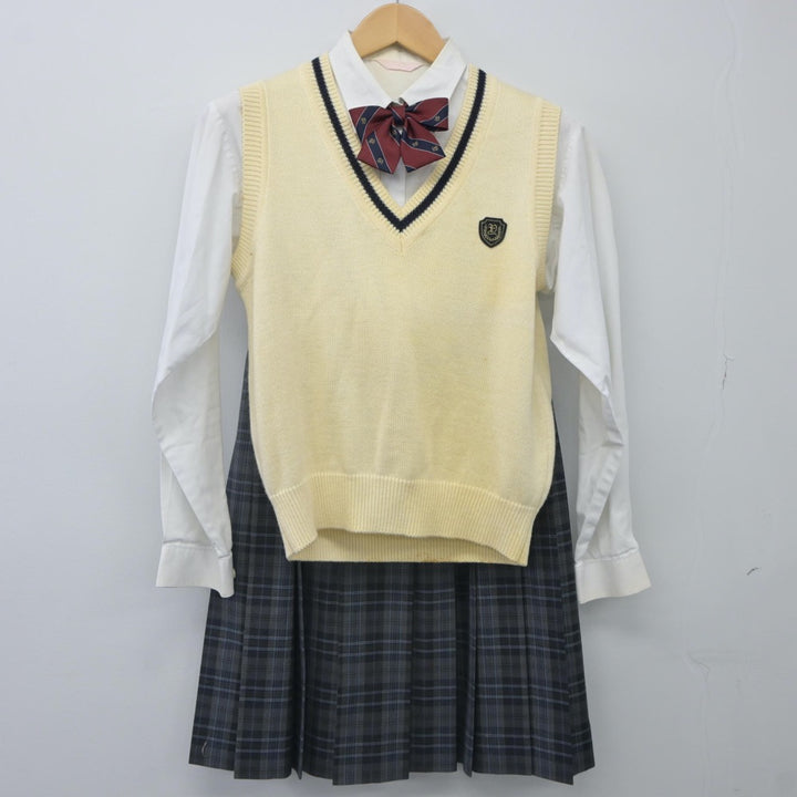 【中古】岐阜県 八百津高等学校 女子制服 5点（ブレザー・ニットベスト・シャツ・スカート）sf024258