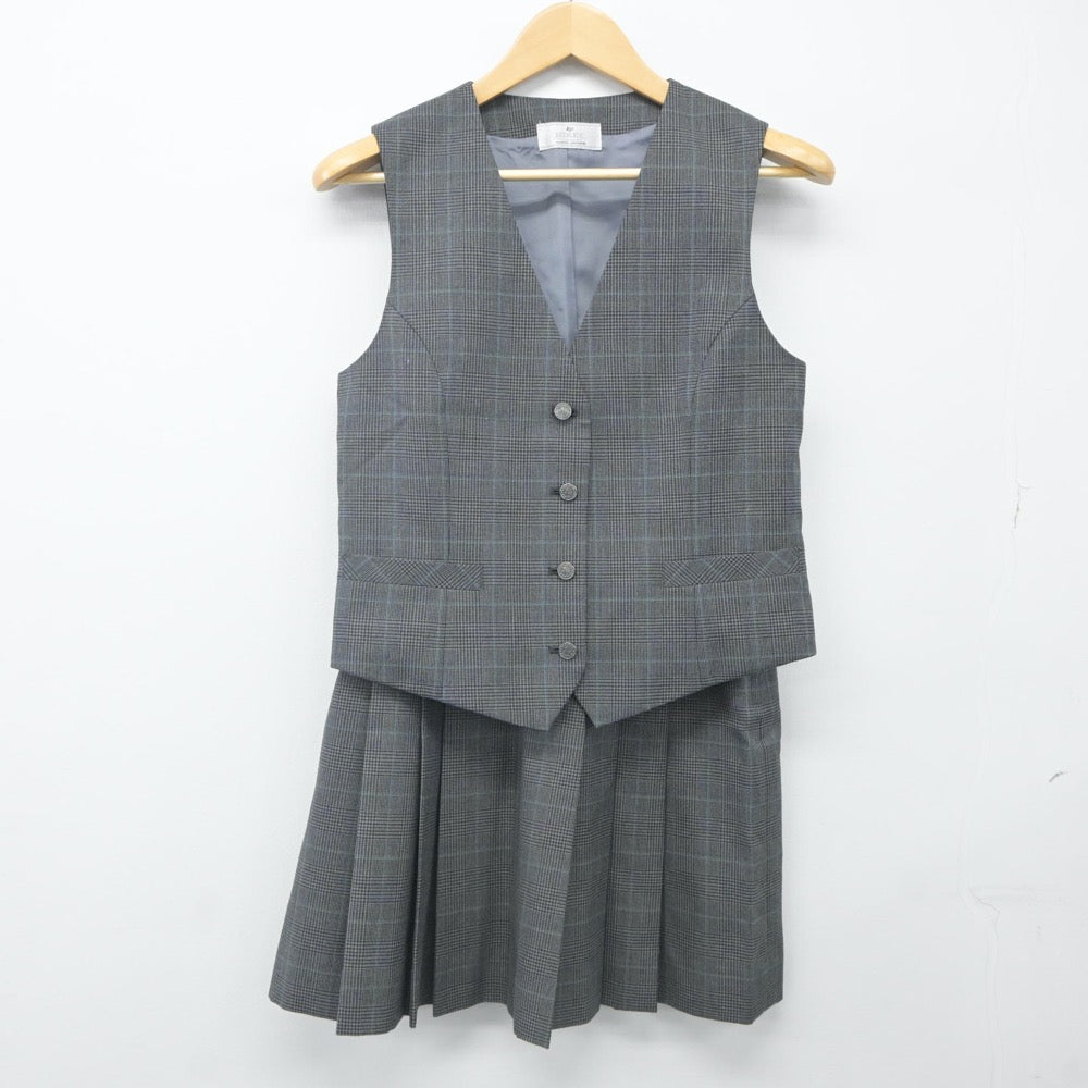 【中古】東京都 府中西高等学校 女子制服 2点（ベスト・スカート）sf024270