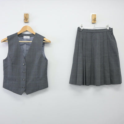 【中古】東京都 府中西高等学校 女子制服 2点（ベスト・スカート）sf024270