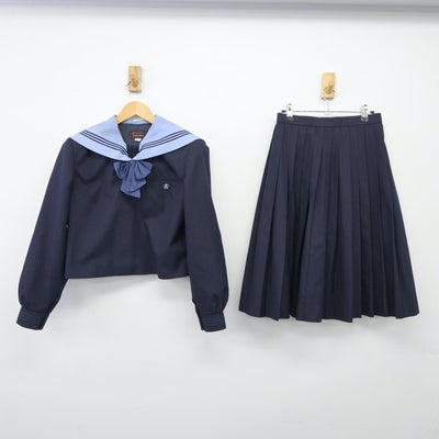 【中古】滋賀県 水口高等学校 女子制服 3点（セーラー服・スカート）sf024298