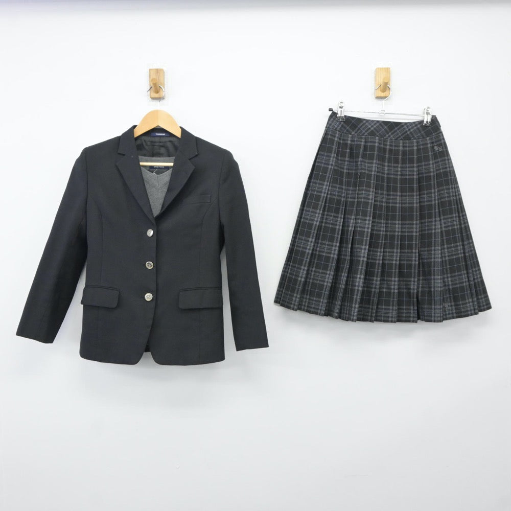 【中古】埼玉県 草加西高等学校 女子制服 3点（ブレザー・ニット・スカート）sf024299