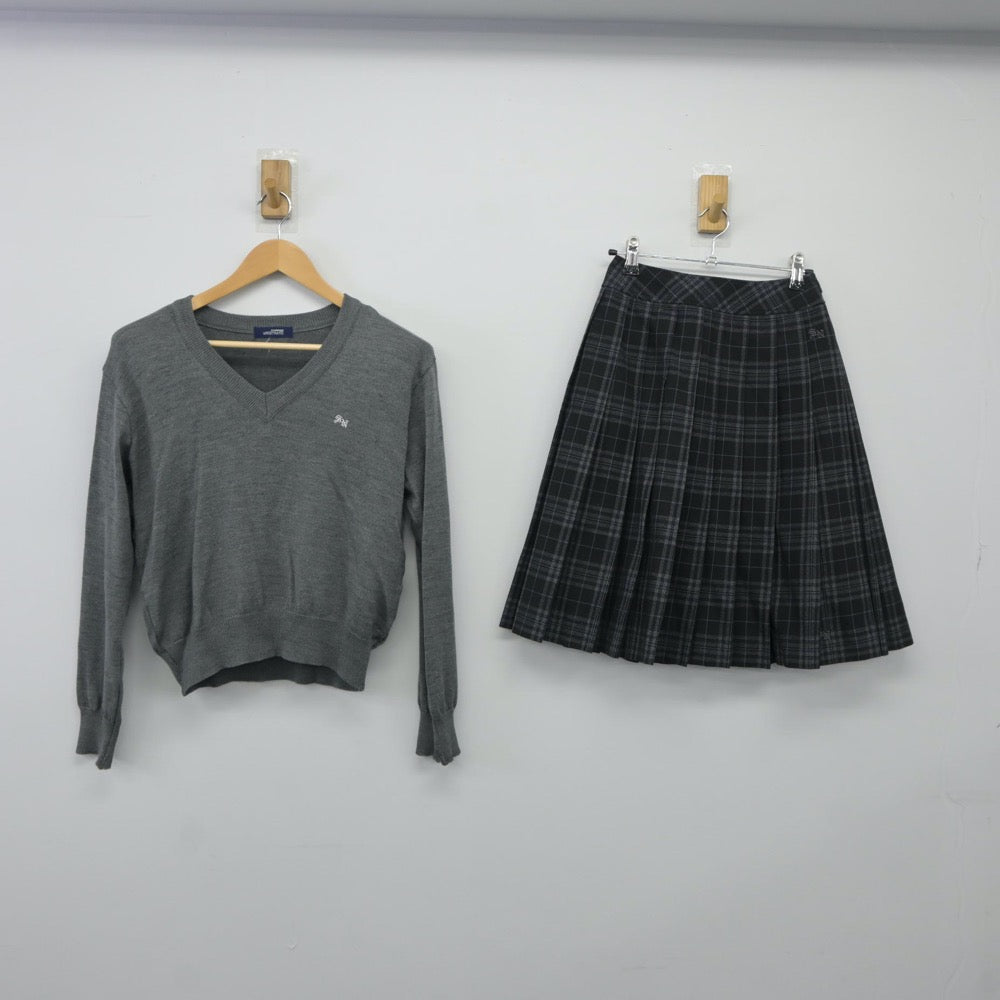 【中古】埼玉県 草加西高等学校 女子制服 3点（ブレザー・ニット・スカート）sf024299