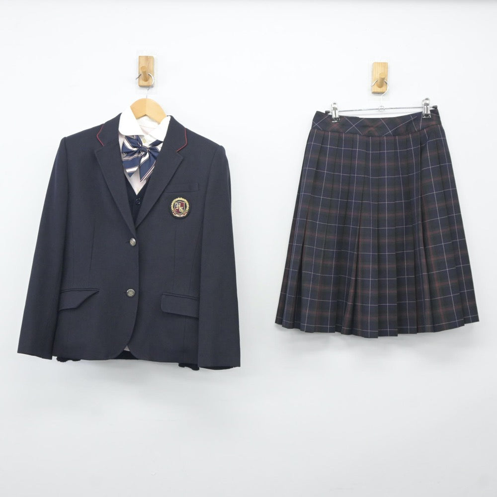 【中古】大阪府 羽衣学園高等学校 女子制服 5点（ブレザー・シャツ・ニット・スカート）sf024308