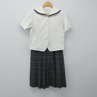 【中古】福岡県 筑豊高等学校 女子制服 3点（シャツ・スカート）sf024314