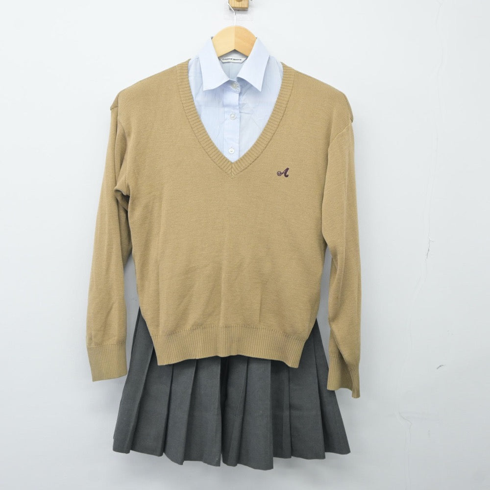 【中古】東京都 愛国高等学校 女子制服 5点（ブレザー・ニット・シャツ・スカート）sf024359