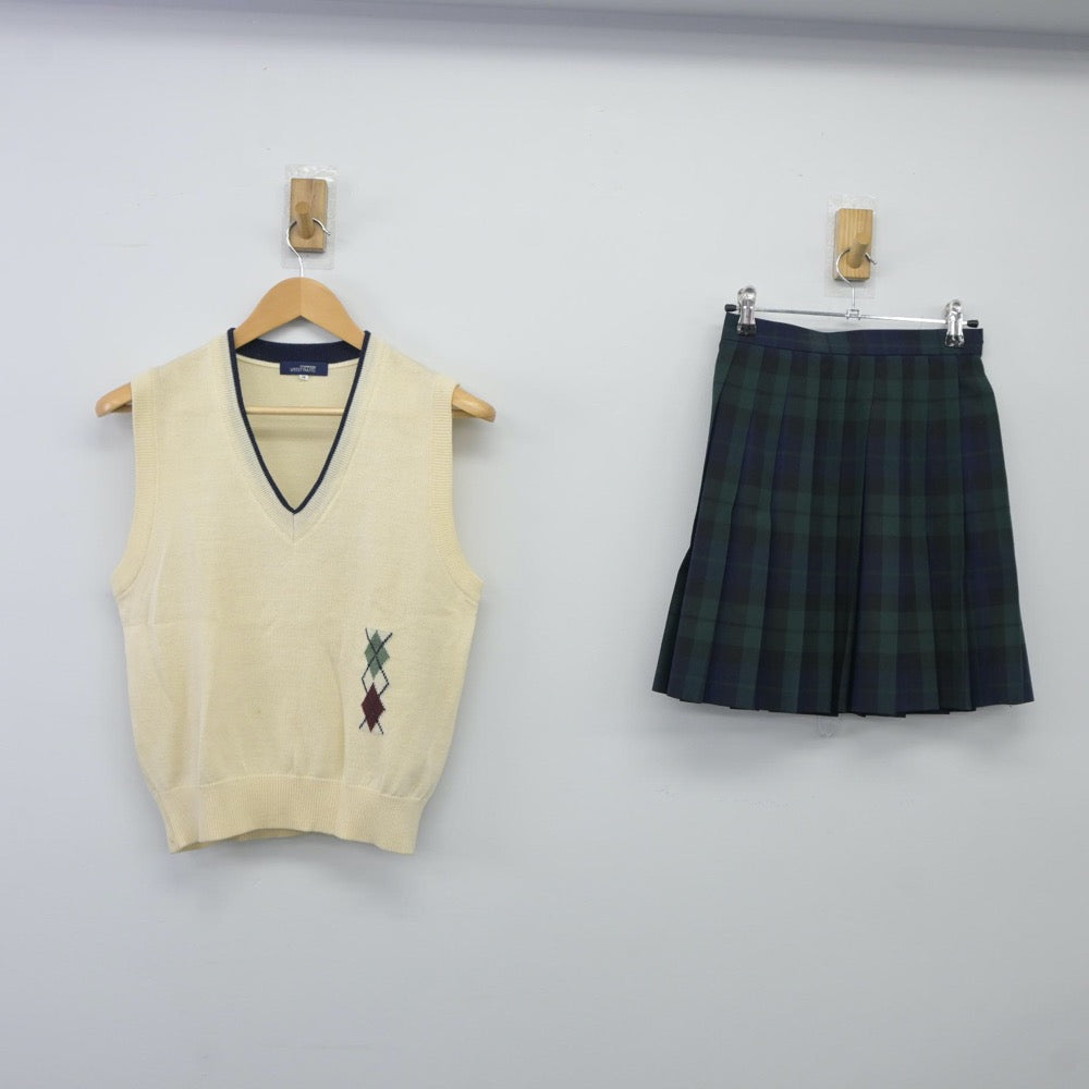 【中古】愛知県 愛知県みずほ大学瑞穂高等学校 女子制服 2点（ニットベスト・スカート）sf024376