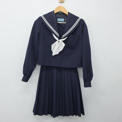 【中古】愛知県 八幡中学校 女子制服 3点（セーラー服・スカート）sf024377