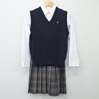 【中古】東京都 立川第五中学校 女子制服 3点（シャツ・ニットベスト・スカート）sf024400