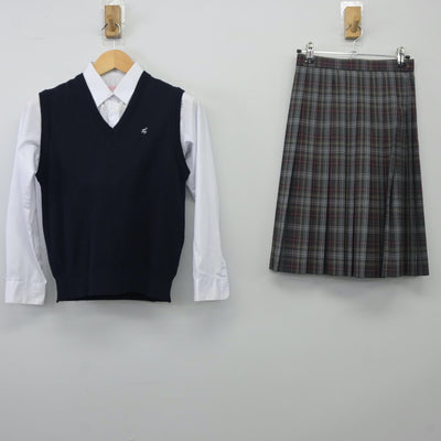 【中古】東京都 立川第五中学校 女子制服 3点（シャツ・ニットベスト・スカート）sf024400