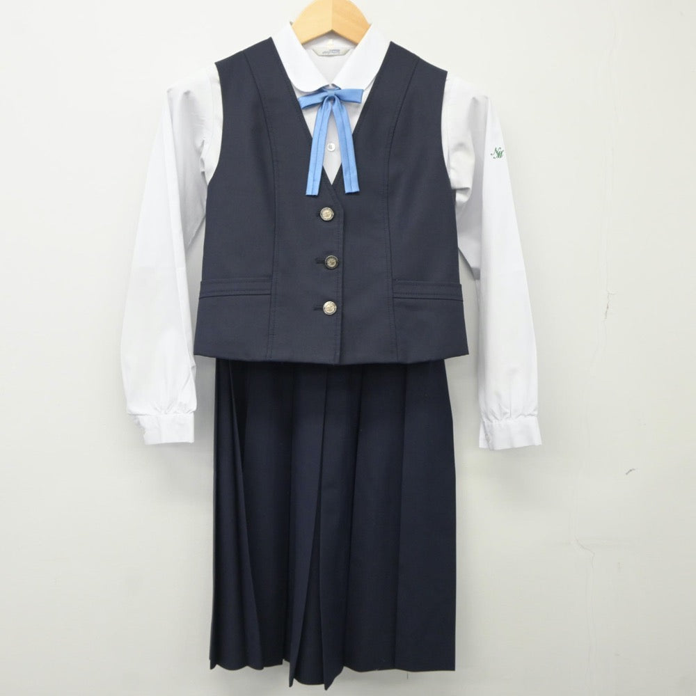 【中古】愛知県 名古屋南高等学校 女子制服 5点（ブレザー・シャツ・ベスト・スカート）sf024419