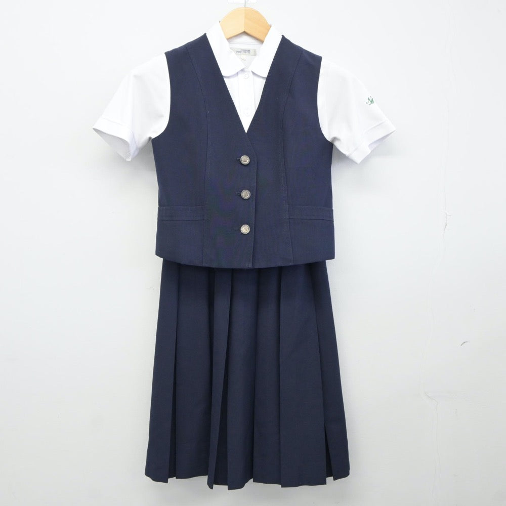 【中古】愛知県 名古屋南高等学校 女子制服 3点（シャツ・ベスト・スカート）sf024425