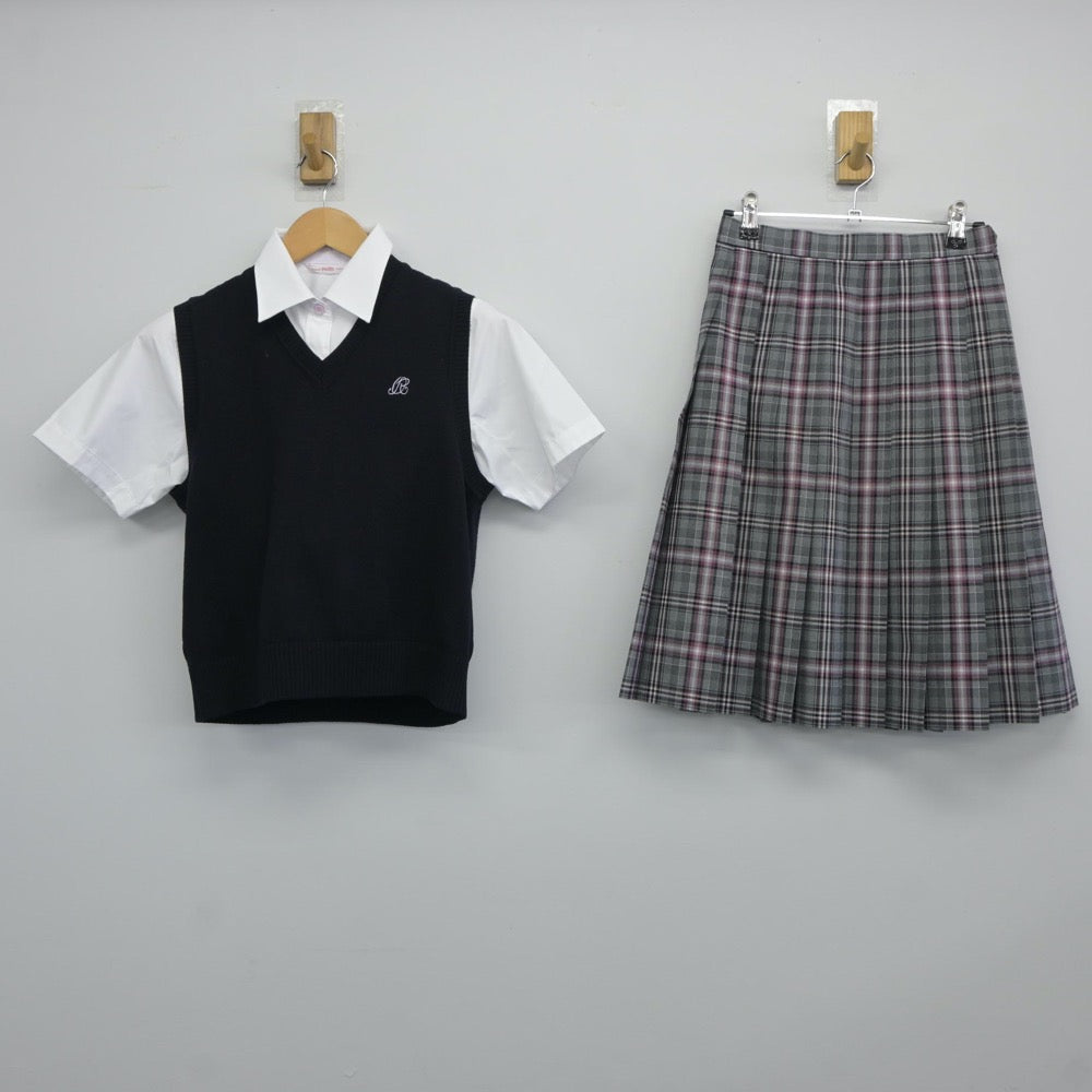 【中古】埼玉県 大妻嵐山女子高等学校 女子制服 3点（シャツ・ニットベスト・スカート）sf024443