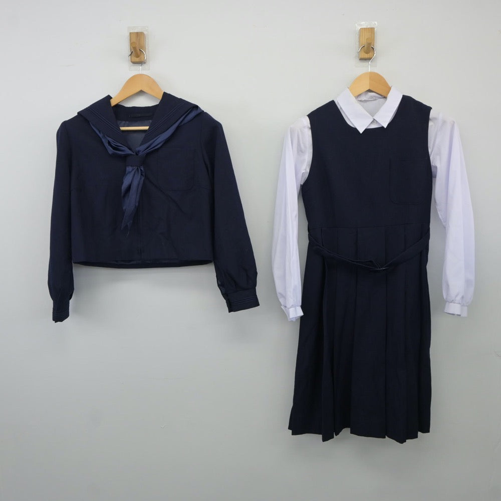 【中古】宮城県 若柳中学校 女子制服 4点（セーラー服・シャツ・ジャンパースカート）sf024493