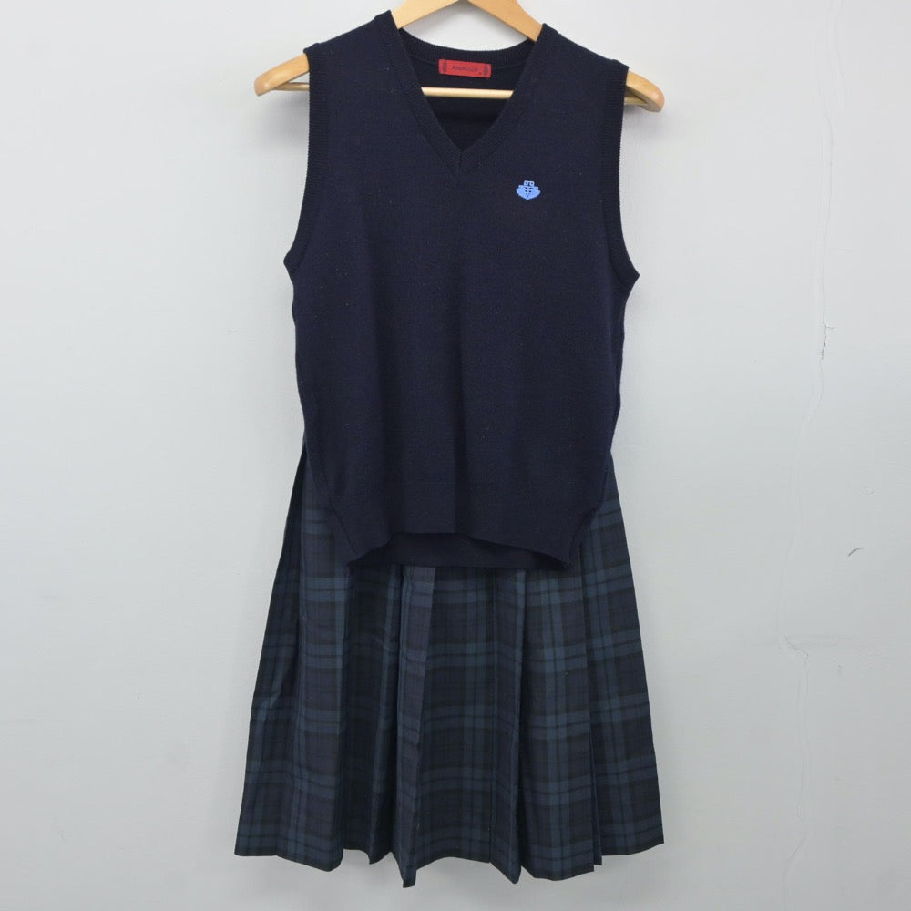 【中古】山形県 天童市立第四中学校 女子制服 2点（ニットベスト・スカート）sf024496