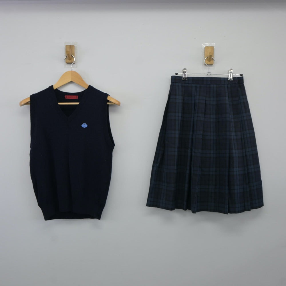 【中古】山形県 天童市立第四中学校 女子制服 2点（ニットベスト・スカート）sf024496