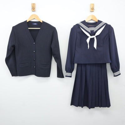 【中古】広島県 比治山女子高等学校 女子制服 5点（セーラー服・ニット・スカート）sf024498