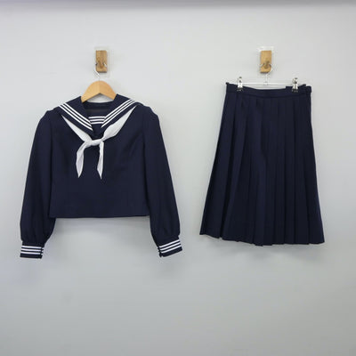 【中古】広島県 比治山女子高等学校 女子制服 5点（セーラー服・ニット・スカート）sf024498