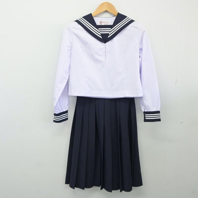 【中古】広島県 比治山女子高等学校 女子制服 2点（セーラー服・スカート）sf024505