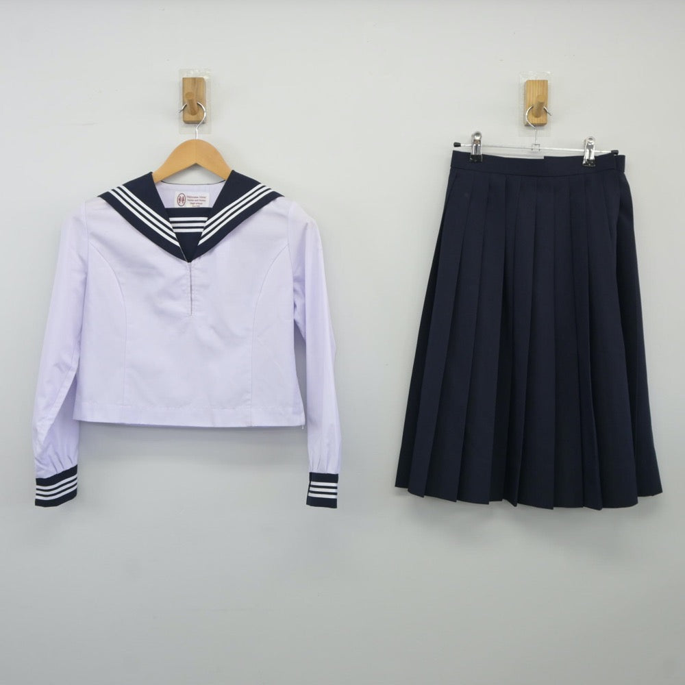 【中古】広島県 比治山女子高等学校 女子制服 2点（セーラー服・スカート）sf024505