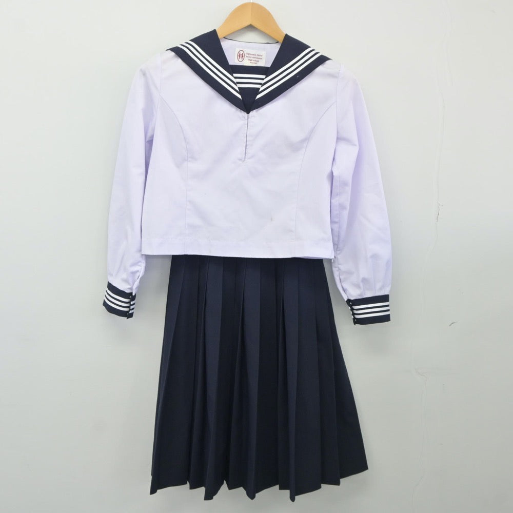 【中古】広島県 比治山女子高等学校 女子制服 2点（セーラー服・スカート）sf024506