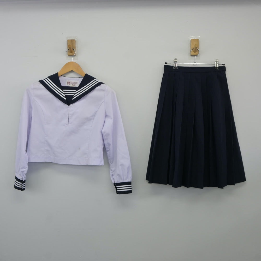 【中古】広島県 比治山女子高等学校 女子制服 2点（セーラー服・スカート）sf024506