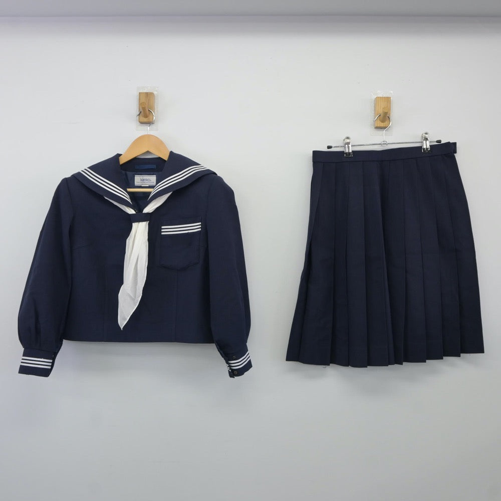 中古制服】福島県 白河中央中学校 女子制服 3点（セーラー服