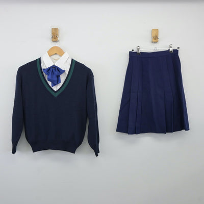 【中古】福島県 白河高等学校 女子制服 4点（ニット・シャツ・スカート）sf024513