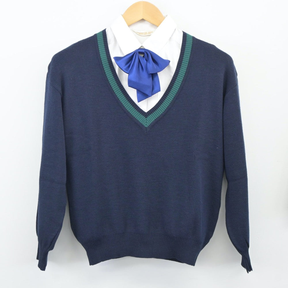 【中古】福島県 白河高等学校 女子制服 4点（ニット・シャツ・スカート）sf024513