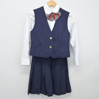 【中古】福島県 白河旭高等学校 女子制服 5点（ブレザー・ベスト・シャツ・スカート）sf024516