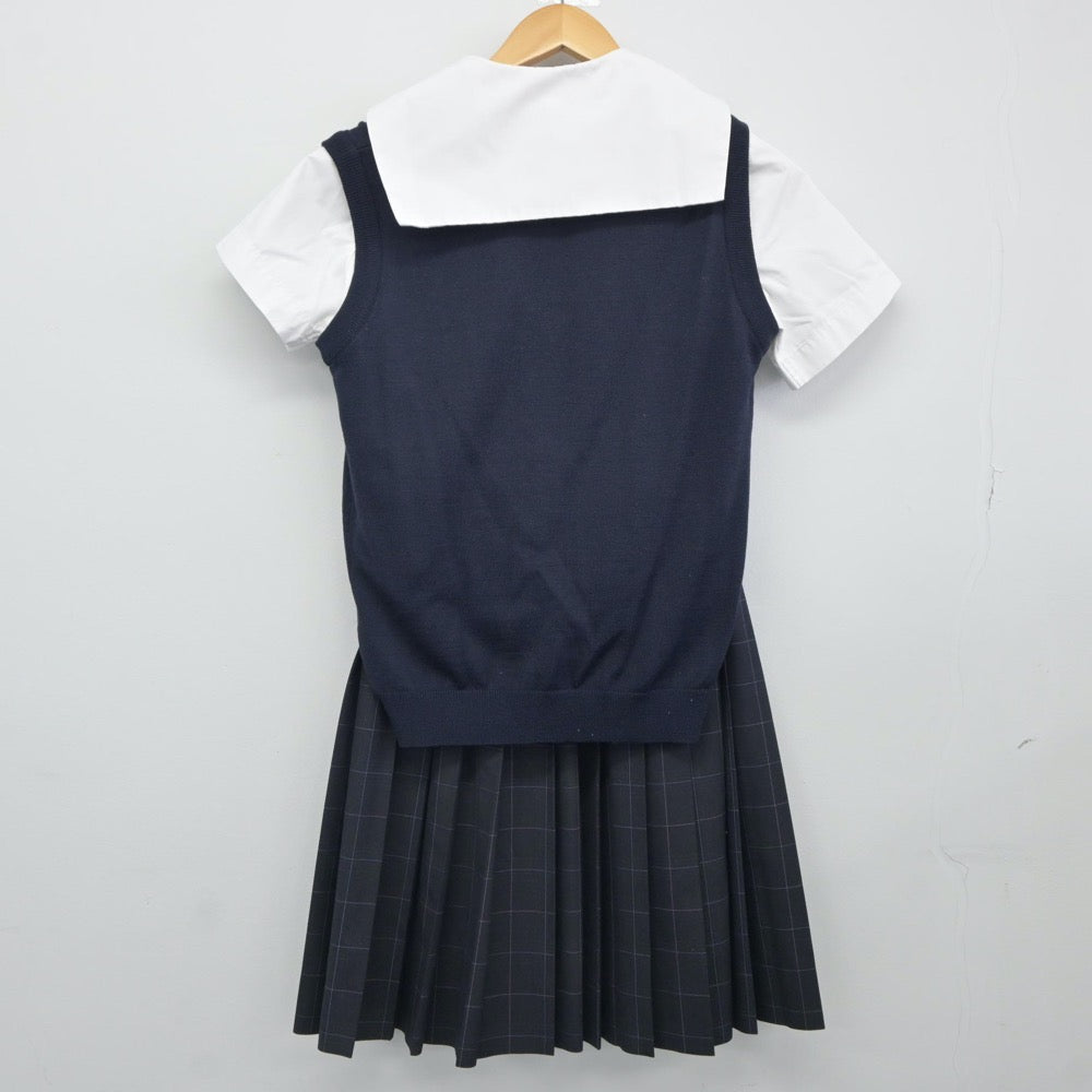 【中古】福岡県 柏陵高等学校 女子制服 4点（ニットベスト・セーラー服・スカート）sf024526