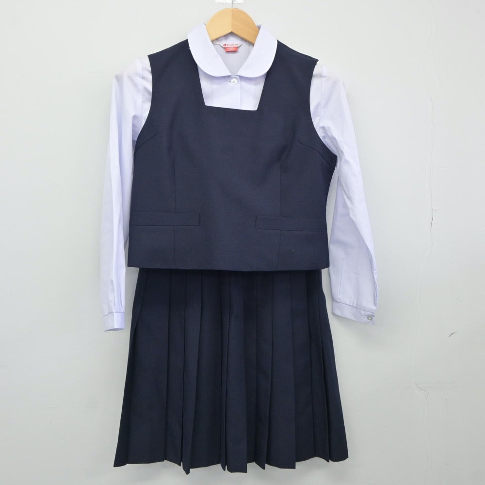 【中古】神奈川県 鶴間中学校 女子制服 4点（ブレザー・ベスト・シャツ・スカート）sf024535