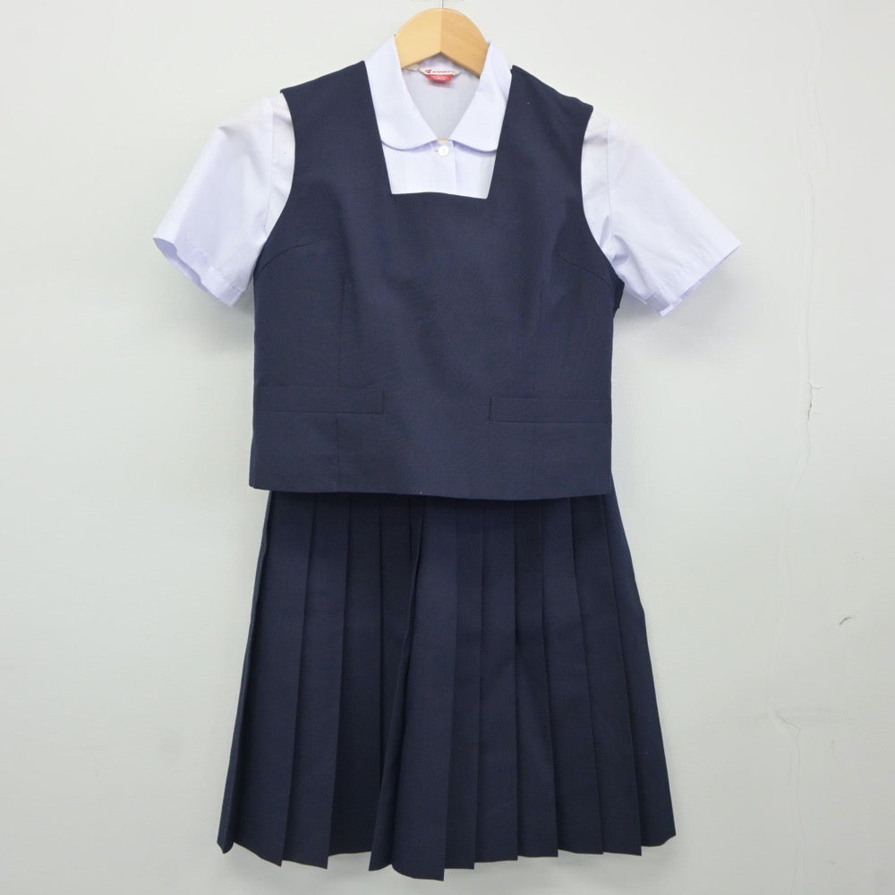 【中古】神奈川県 鶴間中学校 女子制服 3点（ベスト・シャツ・スカート）sf024536