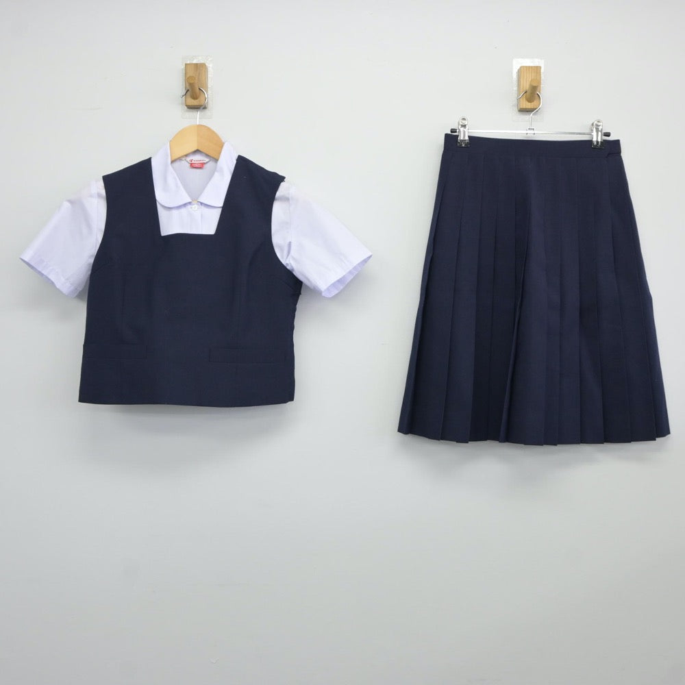 【中古】神奈川県 鶴間中学校 女子制服 3点（ベスト・シャツ・スカート）sf024536