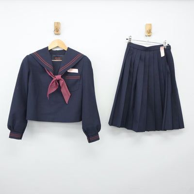 【中古】岡山県 作東中学校 女子制服 3点（セーラー服・スカート）sf024573