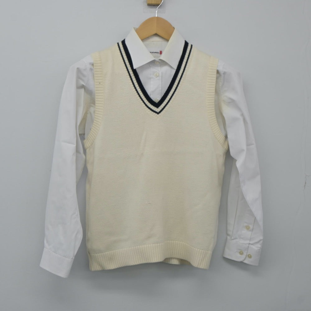 【中古】愛知県 松平高等学校 女子制服 2点（シャツ・ニットベスト）sf024582