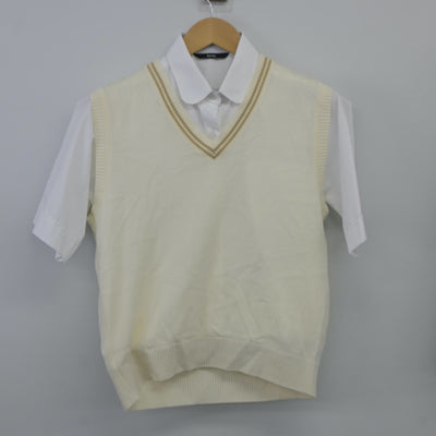 【中古】埼玉県 昌平高等学校 女子制服 4点（シャツ・ニットベスト・スカート）sf024596