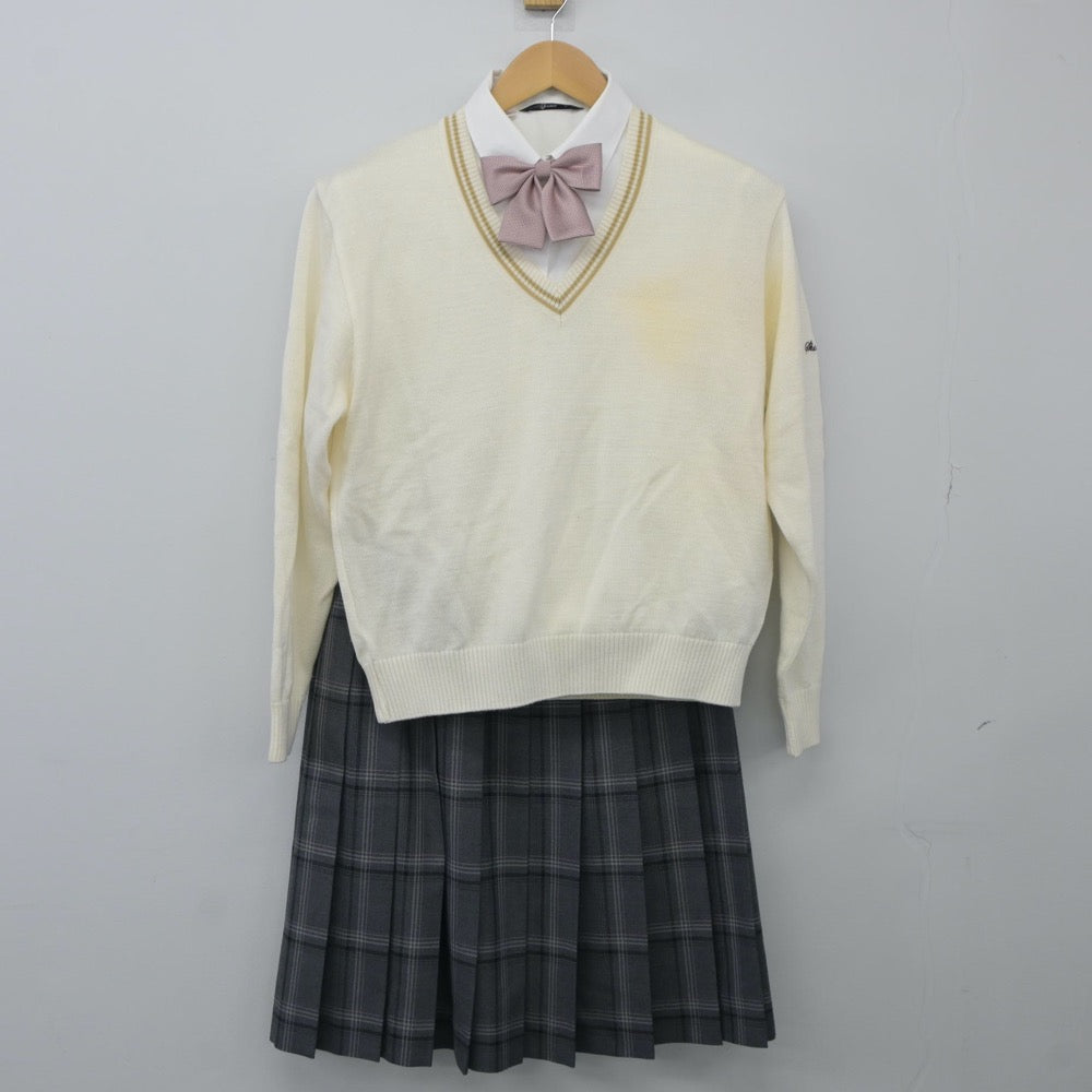 【中古】埼玉県 昌平高等学校 女子制服 5点（シャツ・ニット・スカート）sf024597