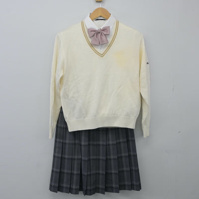 【中古】埼玉県 昌平高等学校 女子制服 5点（シャツ・ニット・スカート）sf024597